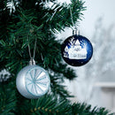 Elegant Blue Winter Theme Christmas Ornament Bundle, 9 Piece Snow and Tree Baubles
