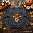 Deer Head Camo Hat Christmas Sweatshirt, Imitation Latch Hook Yarn Cozy Hunting Season Sweater