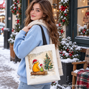 Winnie-the-Pooh Christmas With Friends Tote Bag, 1926 A.A. Milne Cozy Heartwarming Holiday Gift Shopper
