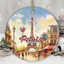 Elegant Watercolor Eiffel Tower Paris Artwork Ornament, France Souvenir