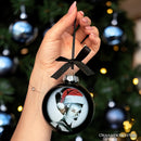 Frankenstein's Bride Christmas Spooky Portrait Glass Ornament, Black Horror Halloween Tree Decoration