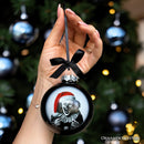 Killer Clown Spooky Christmas Portrait Glass Ornament, Black Horror Halloween Tree Decoration