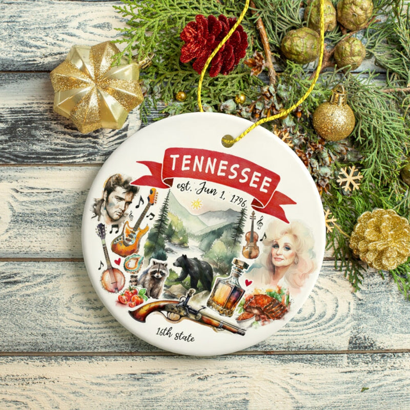 Artistic Tennessee State Themes and Landmarks Christmas Ornament