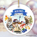 Artistic Maine State Themes and Landmarks Christmas Ornament