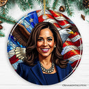 Kamala Harris with American Eagle Ceramic Ornament, Distinguished Symbol of National Spirit Keepsake