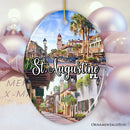 Artistic St. Augustine Ceramic Ornament, Florida Coastal City Historical Christmas Decoration