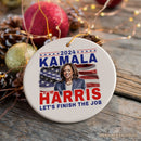 Kamala Harris 2024 Let's Finish the Job Ornament, Election Support Christmas Gift