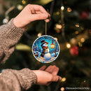 Serene Lantern Light Snowman with Top Hat Ornament, Gift for Joyful Winter Tranquility Decor