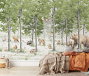 Woodland Animals Forest Wallpaper Mural - Peel and Stick Nursery Wall Decor