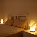 French Cream 3D Desk Lamp | White Vase & Wood Base Table Lamp