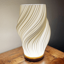 French Cream 3D Desk Lamp | White Vase & Wood Base Table Lamp
