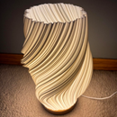 French Cream 3D Desk Lamp | White Vase & Wood Base Table Lamp