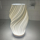 French Cream 3D Desk Lamp | White Vase & Wood Base Table Lamp