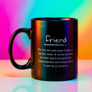 Friend Poetry Stoneware Mug | Matte Black Double-sided Coffee Tea Cup | 20oz