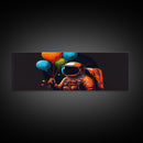 Psychedelic Astronaut Holding Balloons in Space, Framed Canvas Print, Crypto Art, To The Moon