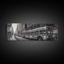 Detailed Street Pencil Sketch Canvas Print, City Wall Art, Bus, Cars, Traffic, Buildings, Urban Art Print, Panoramic, Wall Art, Canvas Print
