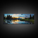 Photographic Panoramic of Banff National Park, Sunset Photography, National Park Art, Framed Canvas Print, Landscape Photography