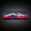 Panoramic Canvas Print, Mountain Sunrise Wall Decor, Cool Wall Art, Ready To Hang, Vaporwave Sunset, Cool Landscape Art