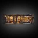 Victorian Library In The Winter, Framed Panoramic Canvas Print, Extra Wide Art, Above Sofa Art, Winter Decor, Christmas Decor, The Book Shop