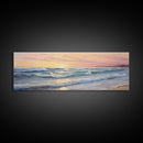 The Joy Of The Beach, Framed Canvas Print, Handmade Wall Art, Extra Large Minimalist Swimming Decor, Abstract Oil Painting, Panoramic Art