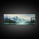 Mountain Lake Wall Art, Oil Landscape Painting On Canvas - Large Gallery Wrapped Canvas Wall Art Prints With/Without Floating Frames