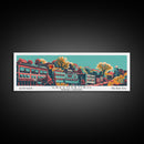 Greensboro North Carolina Travel Poster Framed Canvas Print, Panoramic Mid Century Modern Art, Pop Art Style, Wall Decor, Home Decor, Retro Style Art