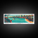 San Diego California Panoramic Painting Framed Canvas Print, Travel Poster, Mid Century Modern Art, Pop Art Style, Wall Decor, Living Room Art