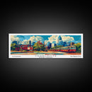 Charlotte North Carolina Panoramic Painting Framed Canvas Print, Mid Century Modern Art, Pop Art Style, Travel Poster, Wall Art Decor
