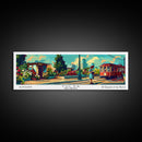 Tulsa Oklahoma Panoramic Painting, Mid Century Modern Framed Canvas Print, Retro Pop Art Travel Poster, Wall Decor, Gift Idea