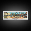 Bakersfield California Panoramic Wall Art, Mid Century Modern Framed Canvas Print, Retro Pop Art Travel Poster, Office Wall Art, Living Room Decor