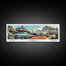 Phoenix Arizona Panoramic Painting, Retro Style Framed Canvas Print, Mid Century Modern Art, Pop Art Travel Poster, Home Office Decor
