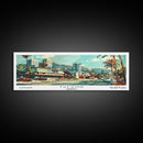 Tucson Arizona Panoramic Wall Art, Mid Century Modern Framed Canvas Print, Retro Pop Art Travel Poster, Living Room and Office Decor