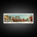 Winston-Salem North Carolina Panoramic Painting, Mid Century Modern Framed Canvas Print, Retro Pop Art Travel Poster, Living Room Wall Art Decor