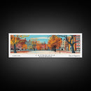 Cambridge Massachusetts Panoramic Painting, Mid Century Modern Framed Canvas Print, Retro Pop Art Travel Poster, Home Decor, City Print
