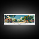College Station Texas Panoramic Painting, Mid Century Modern Framed Canvas Print, Retro Pop Art Travel Poster, Living Room Art, Home Decor