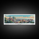Green Bay Wisconsin Panoramic Art, Mid Century Modern Framed Canvas Print, Retro Pop Art Travel Poster, City Wall Art