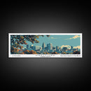 Hartford Connecticut Panoramic Painting, Mid Century Modern Framed Canvas Print, Retro Pop Art Travel Poster, Home Wall Decor