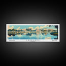 Lakeland Florida Panoramic Painting, Mid Century Modern Framed Canvas Print, Retro Pop Art Travel Poster, Home Wall Decor