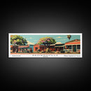 Brownsville Texas Panoramic Painting, Framed Canvas Print, Mid Century Modern Wall Art, Retro Pop Art Travel Poster, Living Room Decor, City Art