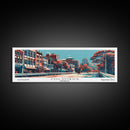 Columbus Georgia Panoramic Painting, Framed Canvas Print, Mid Century Modern Wall Art, Retro Pop Art Travel Poster, Home Decor, City Art