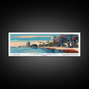 Corpus Christi Texas Panoramic Painting, Framed Canvas Print, Mid Century Modern Wall Art, Retro Pop Art Travel Poster, Office Decor, City Art