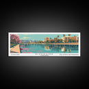 Riverside California Panoramic Wall Art, Mid Century Modern Framed Canvas Print, Retro Pop Art Cityscape, Travel Poster, Living Room Decor