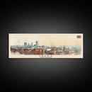 Leeds United Kingdom Panoramic Travel Poster, Framed Canvas Print or Metal Wall Art, Travel Art, Home Decor, Panoramic Painting, Midcentury Art