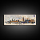 London United Kingdom Panoramic Travel Poster, Framed Canvas Print or Metal Wall Art, Travel Art, Home Decor, Panoramic Painting, Midcentury Art