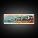 Galway Ireland Panoramic Travel Poster, Framed Canvas Print or Metal Wall Art, Travel Art, Home Decor, Panoramic Painting, Midcentury Art