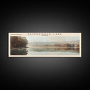 Brookville Lake Indiana Framed Canvas Print, Lake House Decor, Panoramic Wall Art, Travel Poster, Rustic Lake Painting, Nature Art