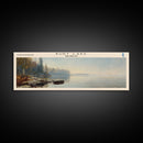 Burt Lake Michigan Framed Canvas Print, Panoramic Lake House Decor, Wall Art, Travel Poster, Rustic Lake Painting, Nature Art
