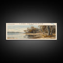 Lake Grosvenor Framed Canvas Print, Lake House Decor, Panoramic Wall Art, Travel Poster, Stunning Landscape Painting, Home Art