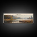 Lake Winchester Connecticut Framed Canvas Print, Lake House Decor, Panoramic Wall Art, Travel Poster, Landscape Painting, Contemporary Art