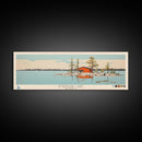 Amadjuak Lake Nunavut Framed Canvas Print, Panoramic Travel Poster, Pop Art, Midcentury Modern Wall Art, Lake House Art